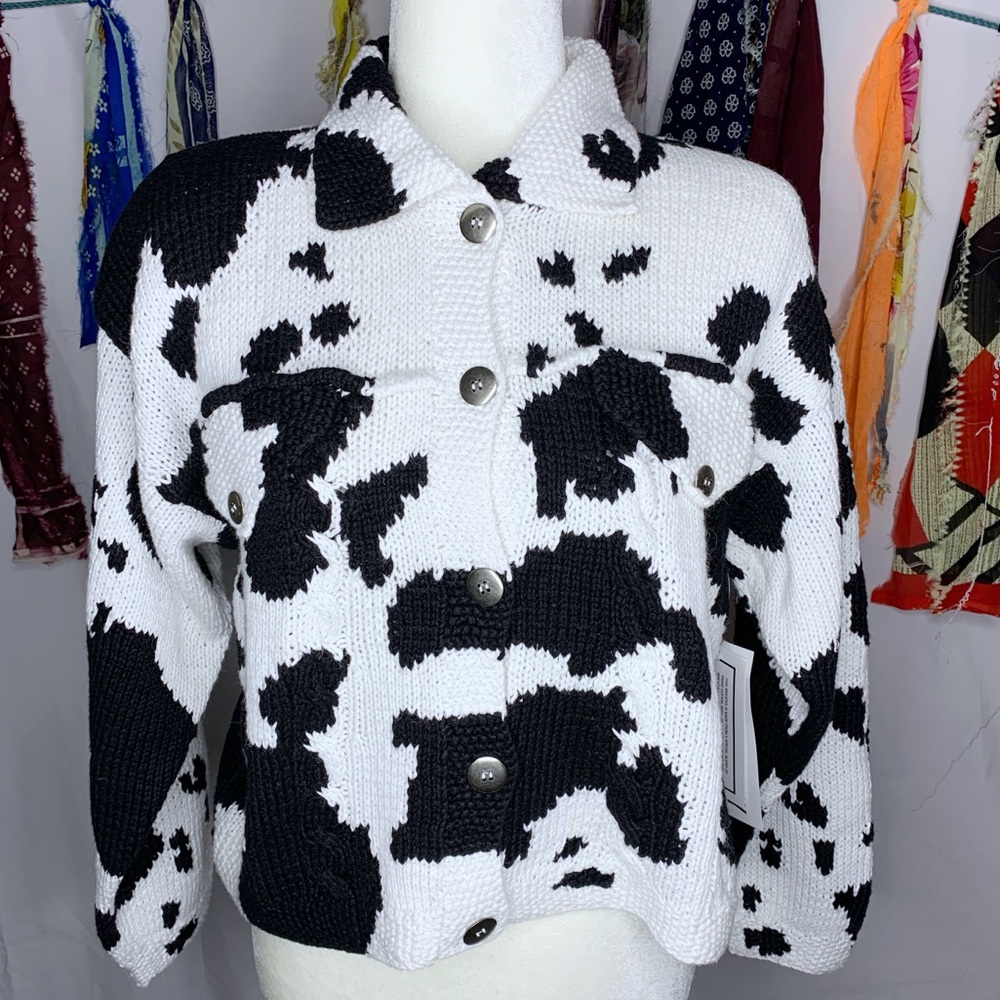 Vintage NWT Cow Print Cardigan